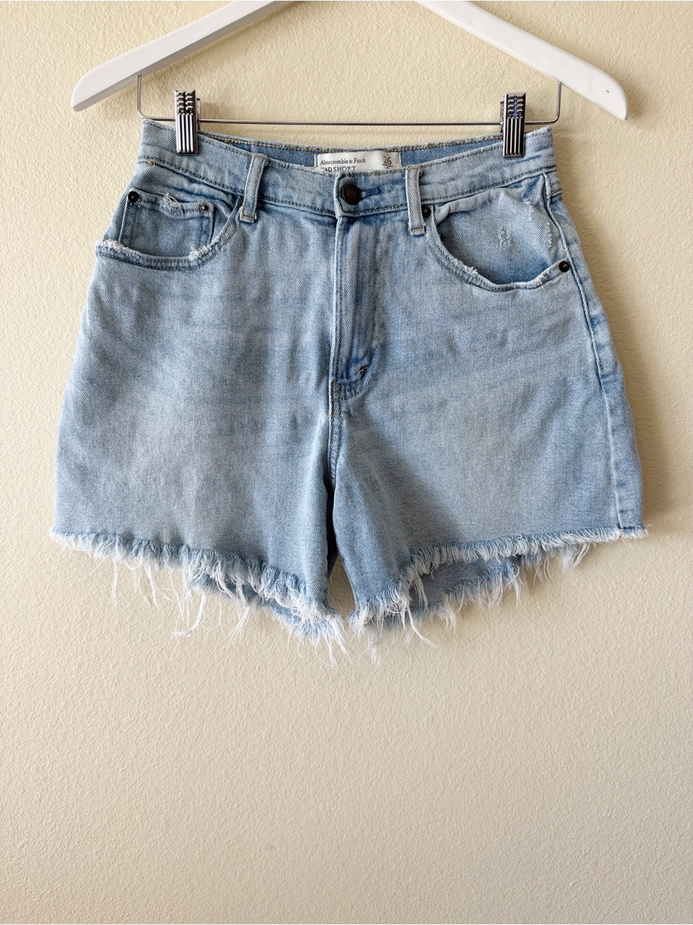 Abercrombie & Fitch Dad Short High Rise Light Wash Distressed